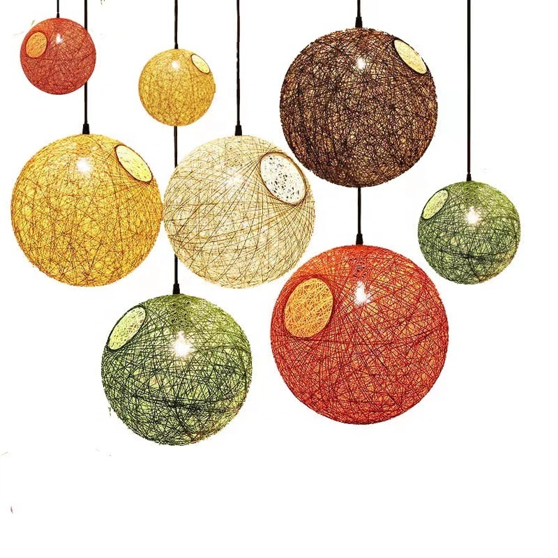 Rattan Globe Ball Style Ceiling Pendant Light restaurant decoration light