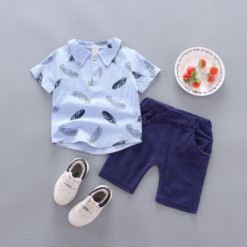 Custom  Kids Summer Little Boy Clothes Cotton Shorts and T Shirt Children's Clothing Set