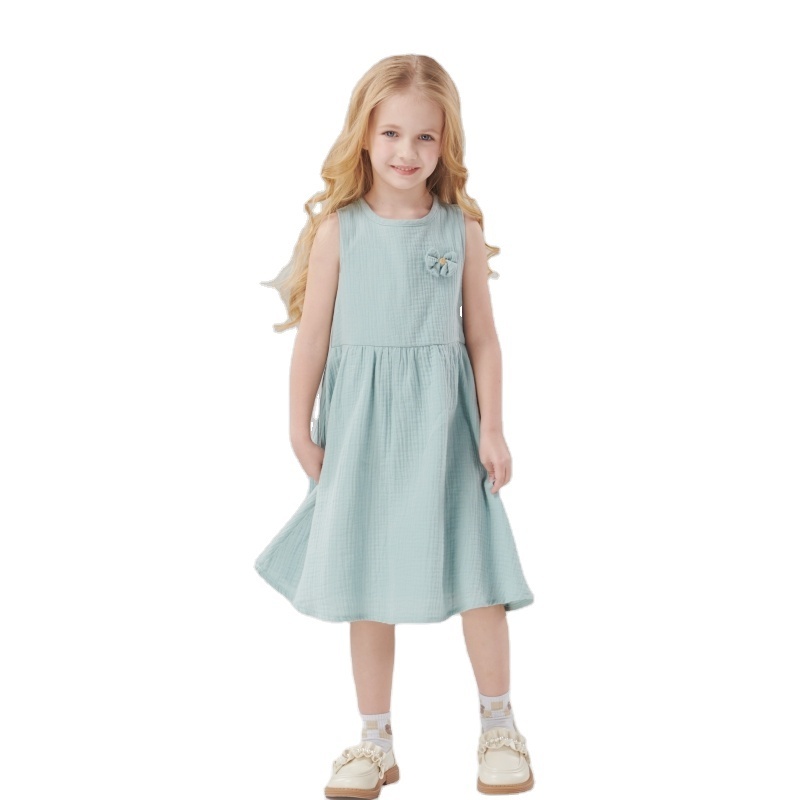 Kids Wear Wholesale Girls Clothes Fashion Pure Cotton A-Line Skirt Sleeveless Girls Dresses