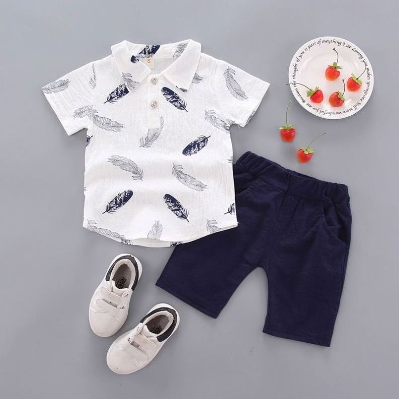 Custom  Kids Summer Little Boy Clothes Cotton Shorts and T Shirt Children's Clothing Set