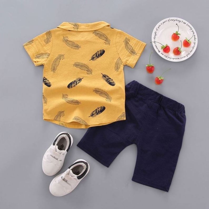 Custom  Kids Summer Little Boy Clothes Cotton Shorts and T Shirt Children's Clothing Set