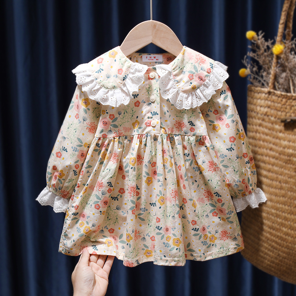 Children's clothing girls baby dress spring and autumn children's little girl floral princess dress spring Korean skirt