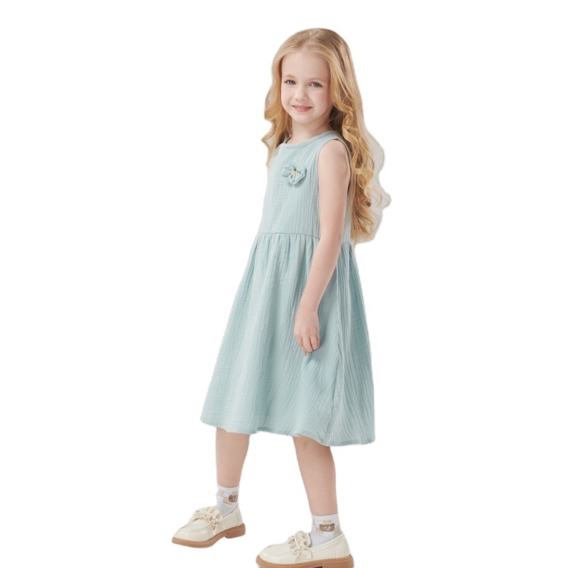 Kids Wear Wholesale Girls Clothes Fashion Pure Cotton A-Line Skirt Sleeveless Girls Dresses