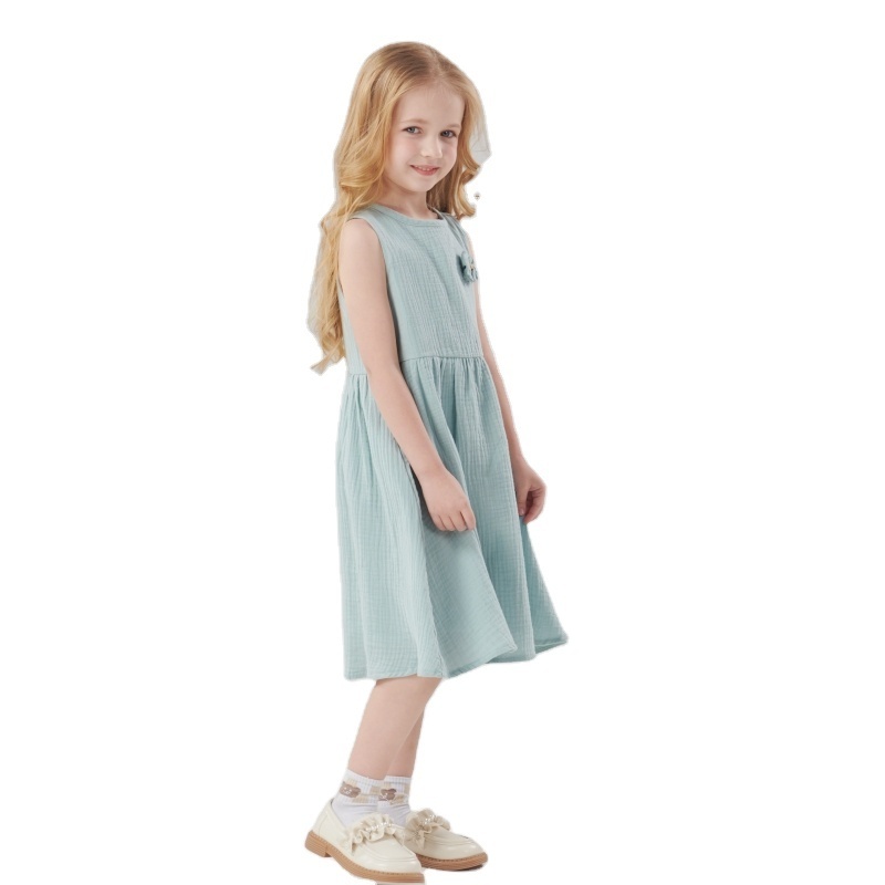 Kids Wear Wholesale Girls Clothes Fashion Pure Cotton A-Line Skirt Sleeveless Girls Dresses