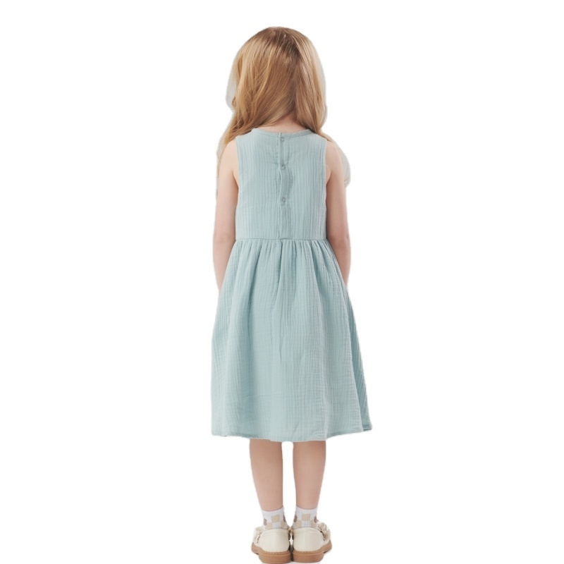 Kids Wear Wholesale Girls Clothes Fashion Pure Cotton A-Line Skirt Sleeveless Girls Dresses