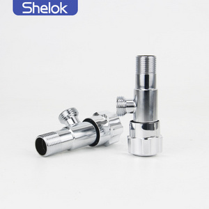 Shelok Hot Selling Product Faucet Bathroom Accessory Double Chrome Plated 1/4-Turn Stop Brass Angle Seat Valve