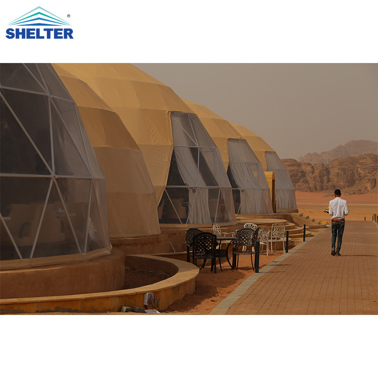 Outdoors PVC Prefab Glamping Dome house Tent Hotel Luxury Geodesic Dome Tent with Bathroom Sunlight Windows