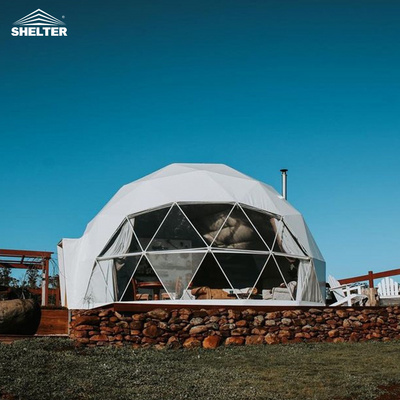 Outdoor Eco Big Luxury Igloo Tent Transparent Clear Geodesic Four Season Hotel Tents with Stove Jack Glamping Dome House