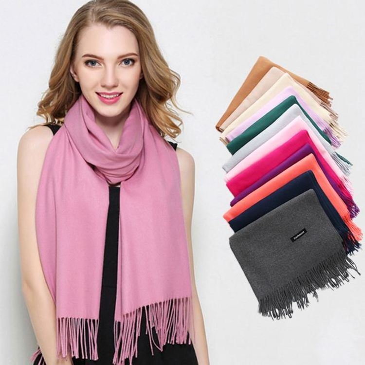 Hot Sell Womens Soft Cashmere Long Scarf Pashmina Shawls Wraps Winter Pure Color Scarf JTVOVO