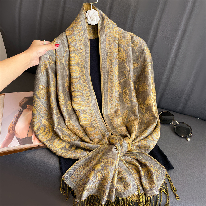 2023 Jacquard Scarf For Women Large Cashmere Feel Reversible Shawl Wraps Soft Scarves Travel Accessories