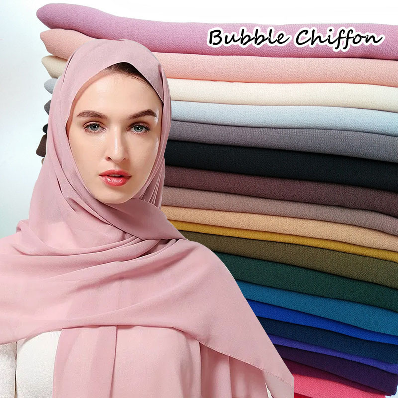 Dubai Hijab Muslim Fashion Bubble Chiffon Crepe Scarf For Muslim