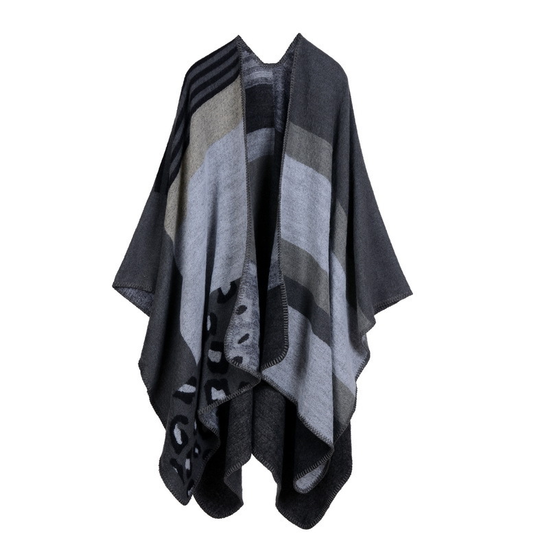 Women's Warm Shawl Wrap Open Front Poncho Cape Plaid Shawls Winter Cardigan Wrap Printed Ponchos For Women