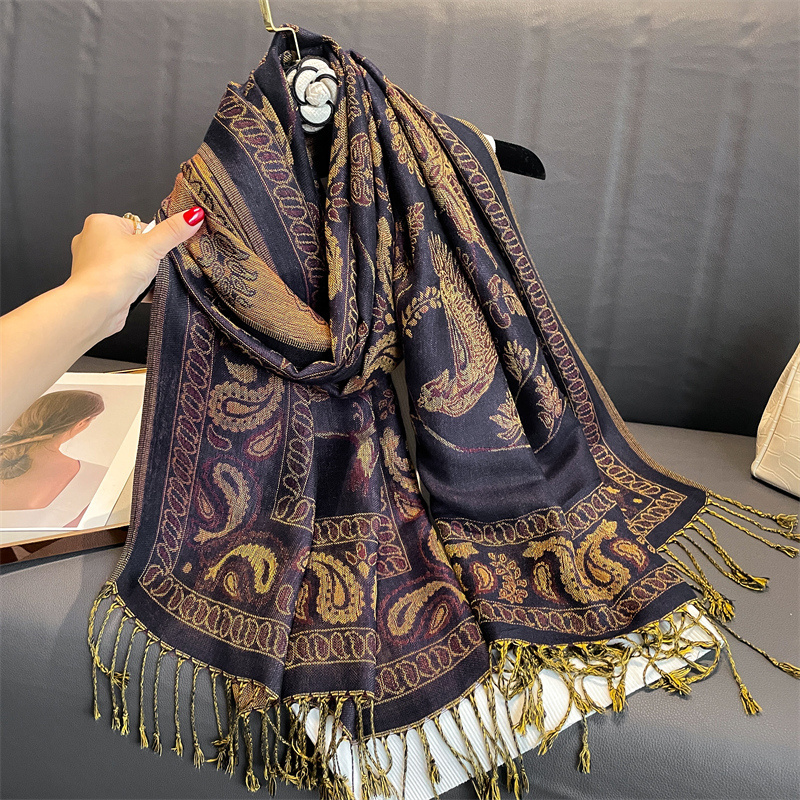 2023 Jacquard Scarf For Women Large Cashmere Feel Reversible Shawl Wraps Soft Scarves Travel Accessories