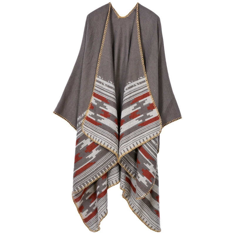 Women's Warm Shawl Wrap Open Front Poncho Cape Plaid Shawls Winter Cardigan Wrap Printed Ponchos For Women