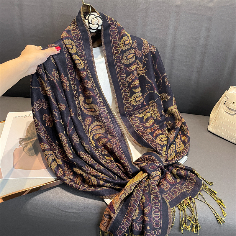 2023 Jacquard Scarf For Women Large Cashmere Feel Reversible Shawl Wraps Soft Scarves Travel Accessories