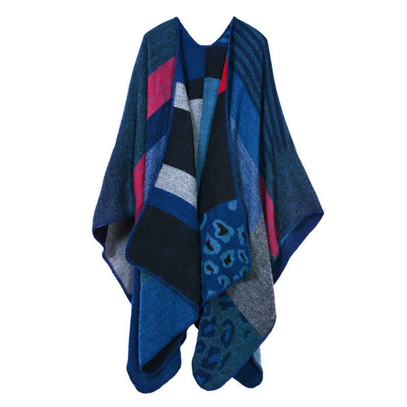 Women's Warm Shawl Wrap Open Front Poncho Cape Plaid Shawls Winter Cardigan Wrap Printed Ponchos For Women