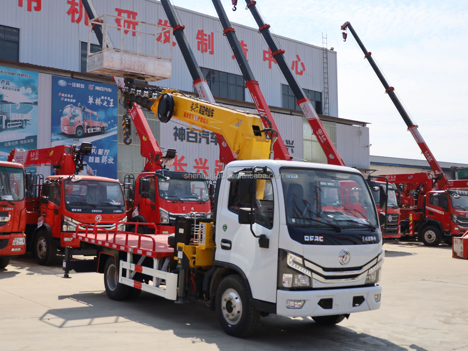 Dongfeng 4x2 Truck Mounted Crane Shenbai 5Ton Stiff Boom Crane with 20M Aerial Work Platform Truck on sale