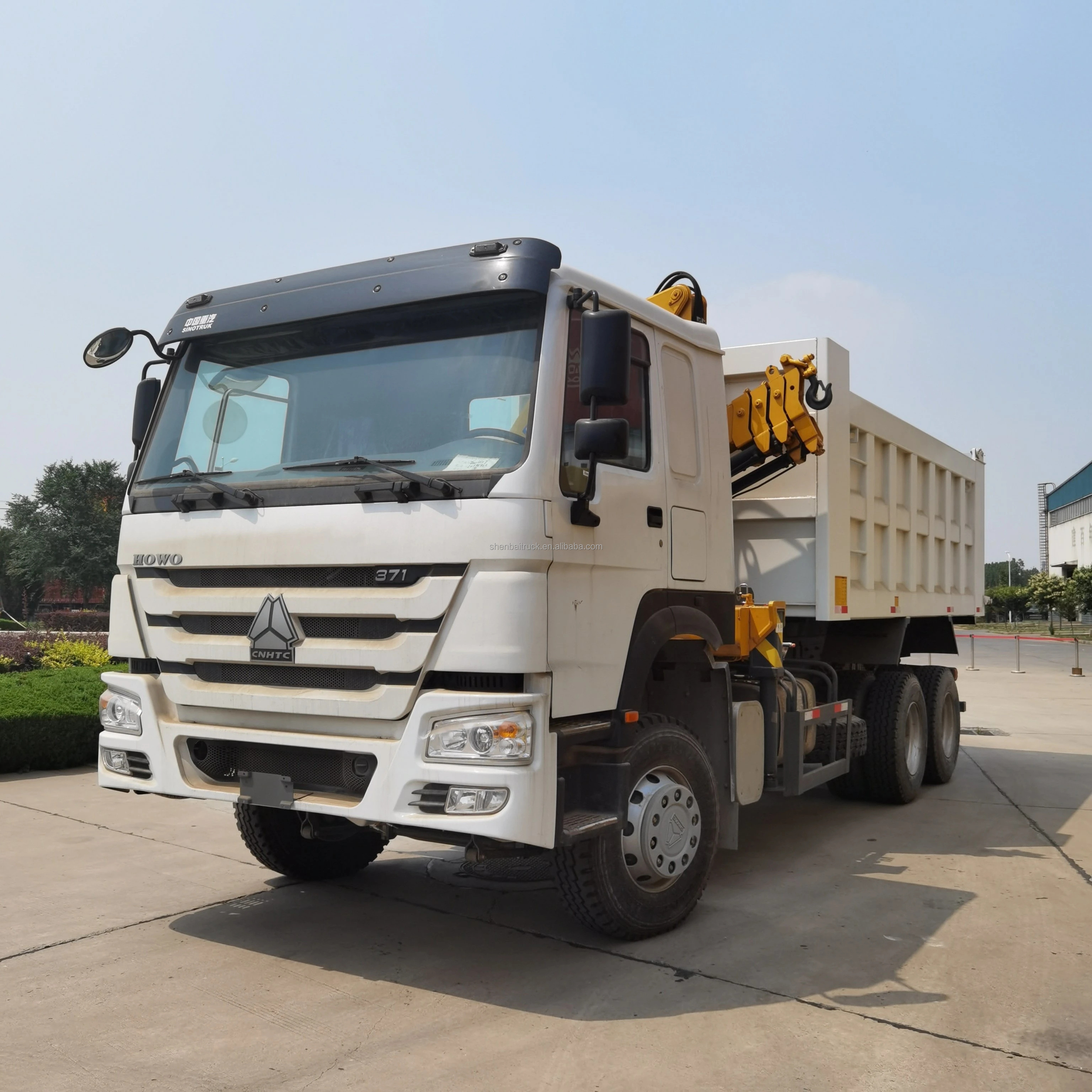 SINOTRUCK HOWO 20Ton Tipper Truck with 5 Ton 6.3ton 10Ton Knuckle Construction Boom Loader Crane Tipper Dump Truck with Crane