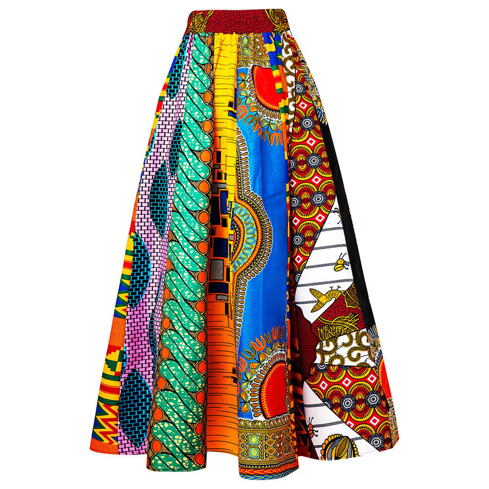 Hot Sell African Traditional Women African Kitenge Print Clothing Dashiki Maxi Skirts Long African Skirts For Women