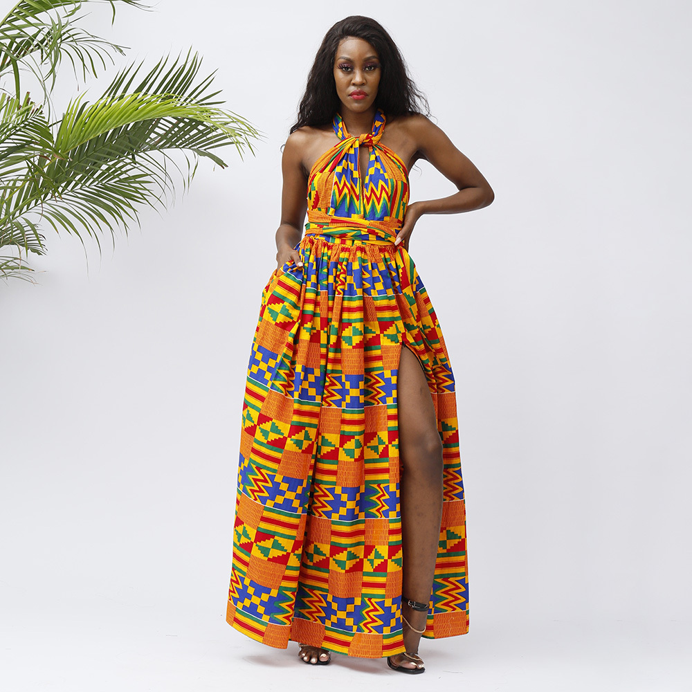 2023 Fashion African Kitenge Designs Plus Size Woman's African kente Print infinity dresses