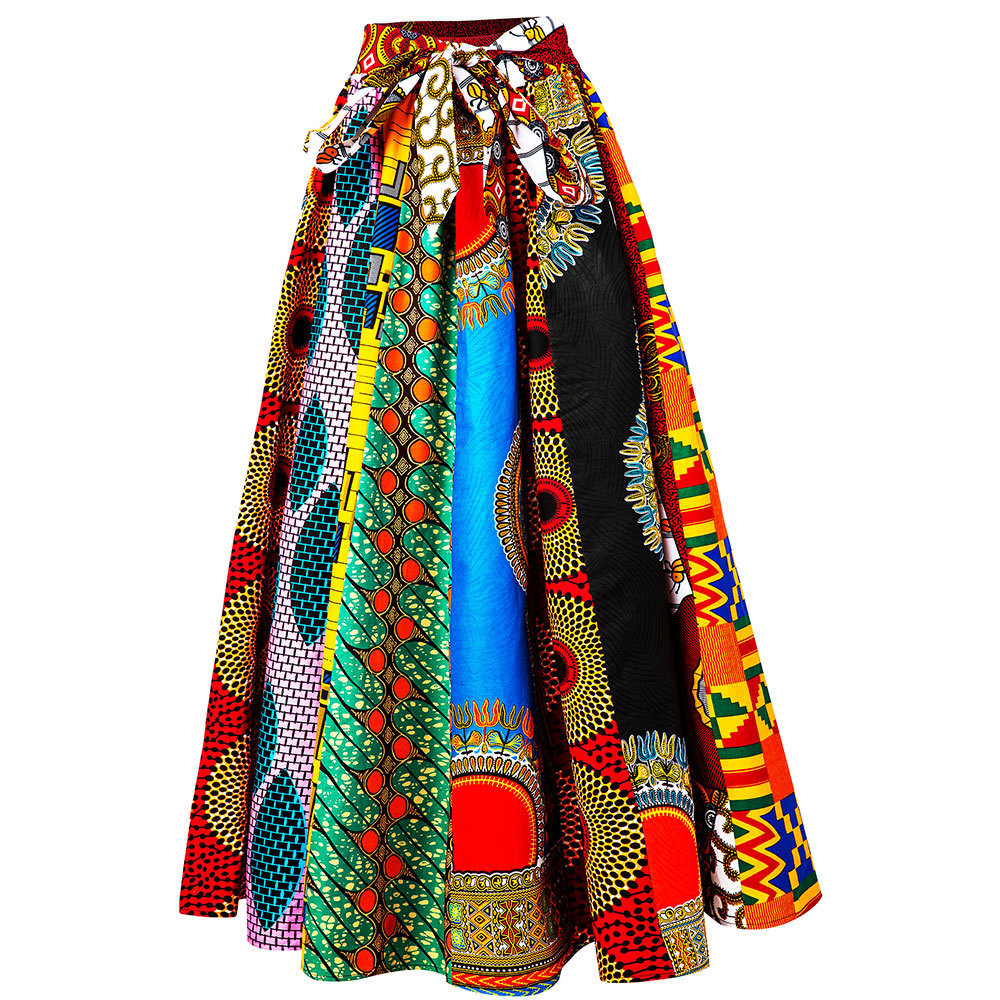 Hot Sell African Traditional Women African Kitenge Print Clothing Dashiki Maxi Skirts Long African Skirts For Women