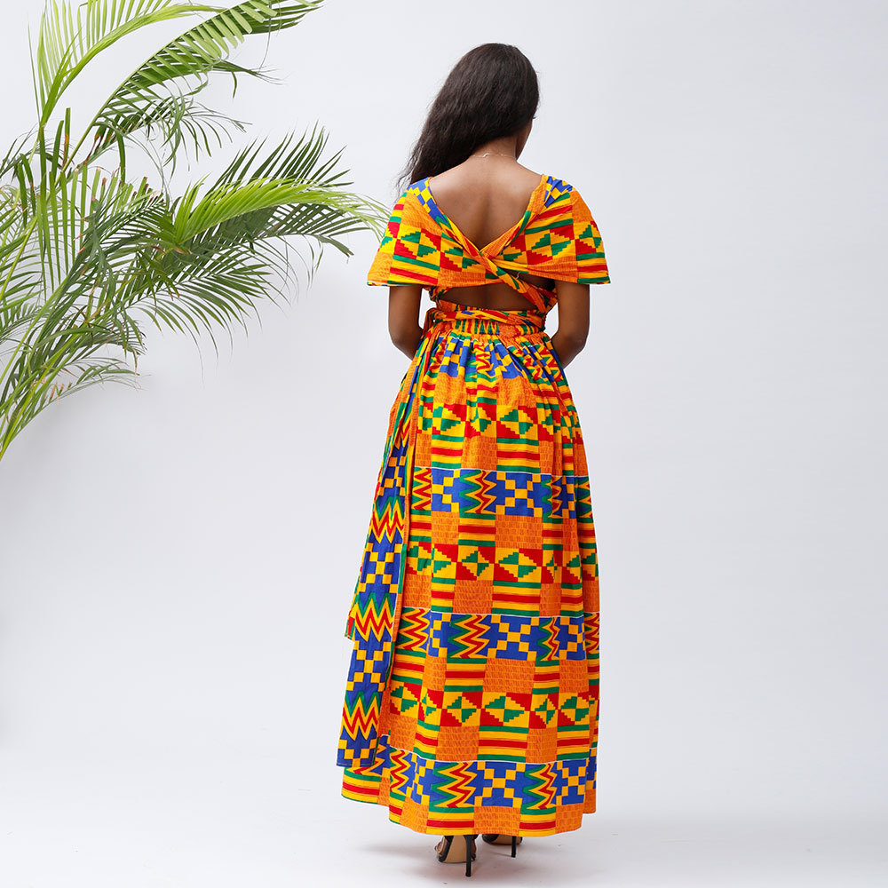 2023 Fashion African Kitenge Designs Plus Size Woman's African kente Print infinity dresses