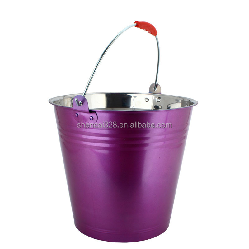 color spaying decal water bucket/pail/garden use stainless steel 14l bucket