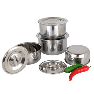 Cheap price stainless pot set Thailand pot cookware sets cookware with steel lids