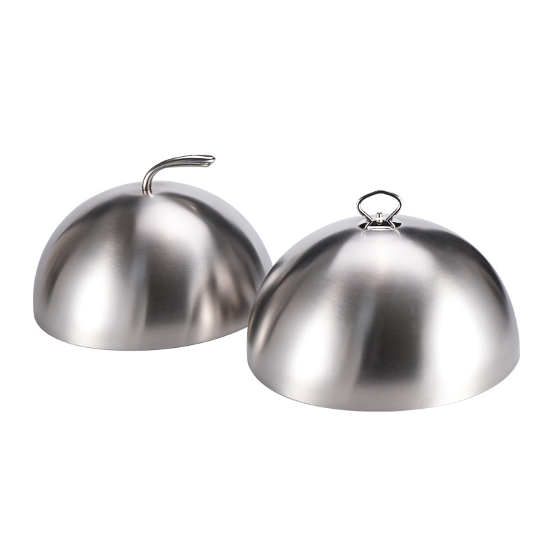 Seven shape hand round style stainless steel beef steak dome cover dish plate food cover