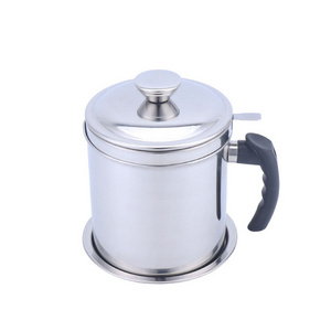 2.0L Kitchen Oil Storage Grease Keeper With Filter Kitchen Tool Stainless Steel Oil Strainer Pot with Brown Box