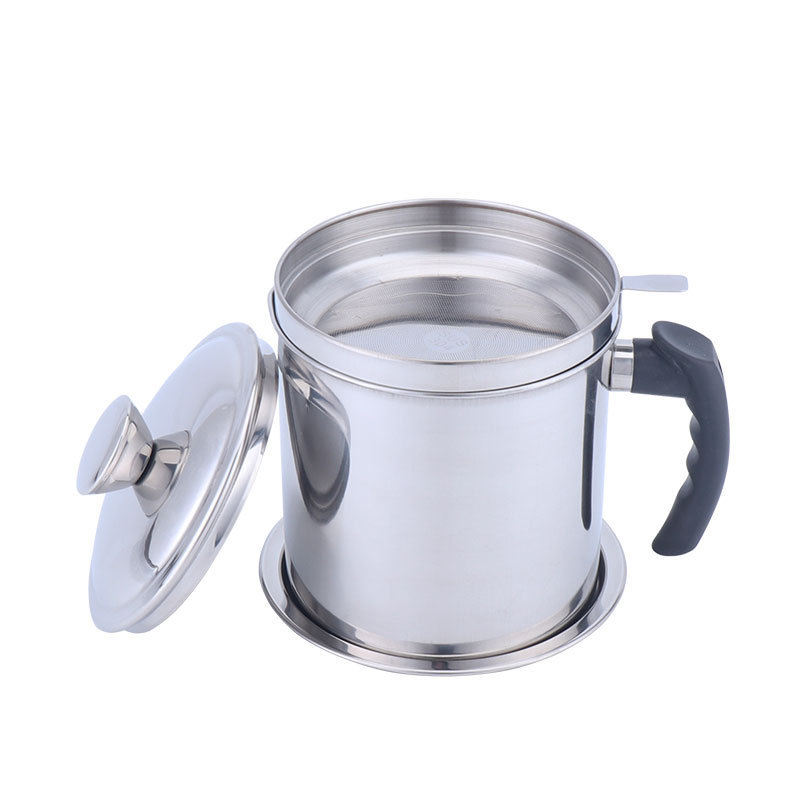 2.0L Kitchen Oil Storage Grease Keeper With Filter Kitchen Tool Stainless Steel Oil Strainer Pot with Brown Box