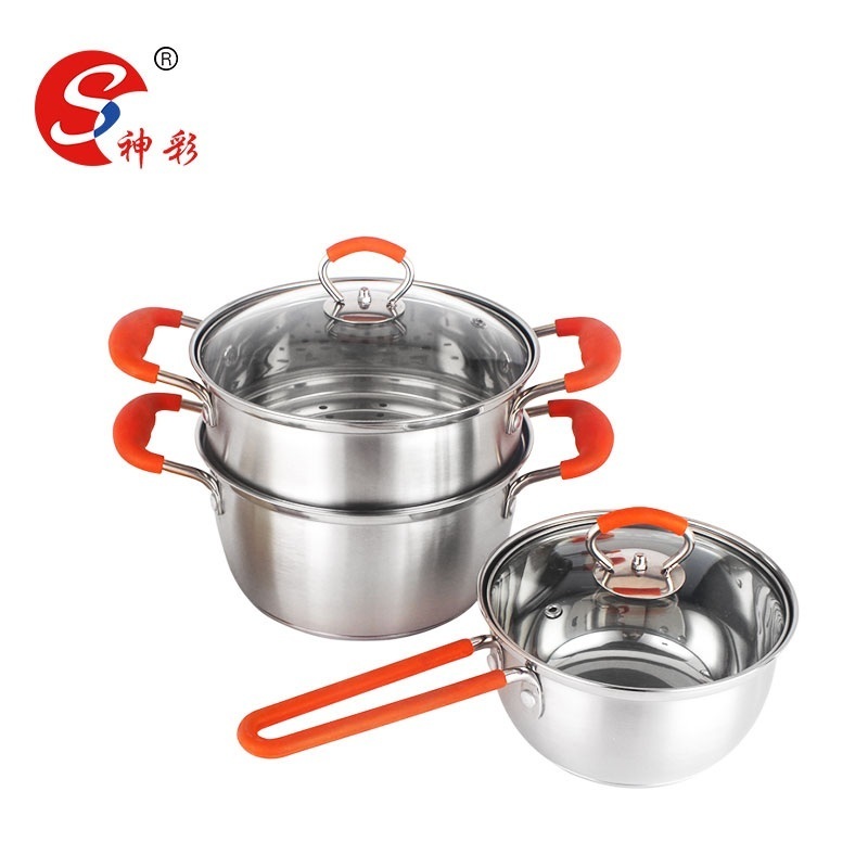 Stainless Steel Stock Pot Milk Pot With Silicone Handle