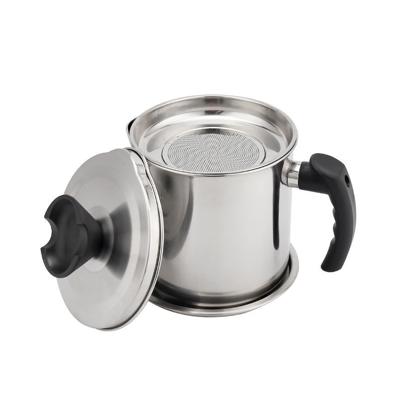 Stainless Steel Grease Keeper Oil Strainer Pot Grease Container With Lid And Base