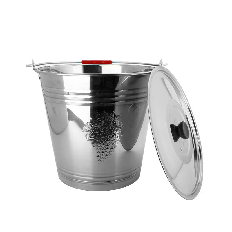 Factory Price 4/5/6/7/8/10/12/14/16L Stainless Steel Water Bucket Water Pail Metal Pail With Handle