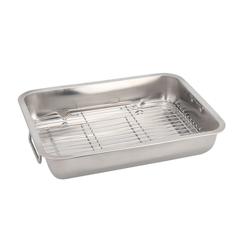 Stainless Steel Roasting Pan With Rack Rectangular Bake Pan Baking Tray Sheet With Cooling Rack