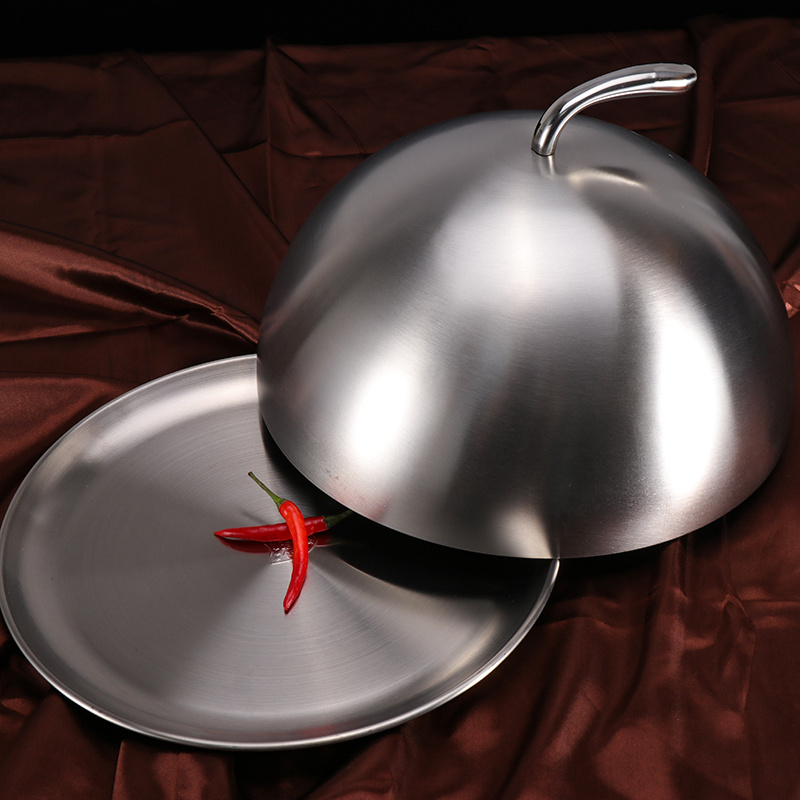 Seven shape hand round style stainless steel beef steak dome cover dish plate food cover