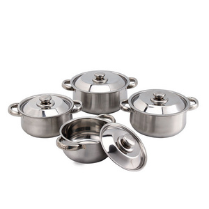 Stainless Cooking Pot Set Heavy Kitchen Wear Cookware Set 8 Piece Cookingware Casserole With Glass Lid