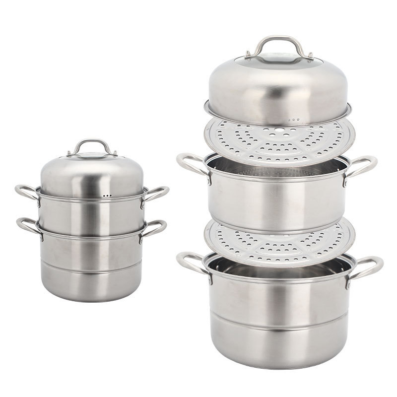 3 Layers Food Display Steamer Bun Steamer Commercial Dim Sum Steamer for Cooking