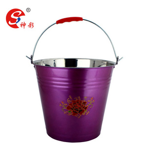 color spaying decal water bucket/pail/garden use stainless steel 14l bucket