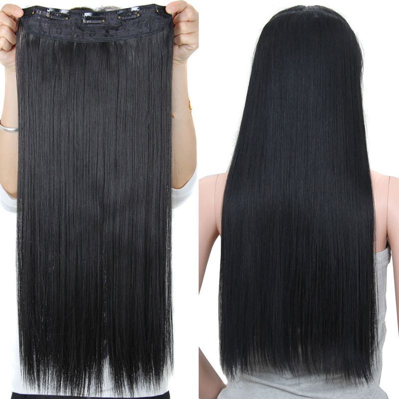 Cheap heat resistant fiber virgin hair piece synthetic one piece clip in hair extensions