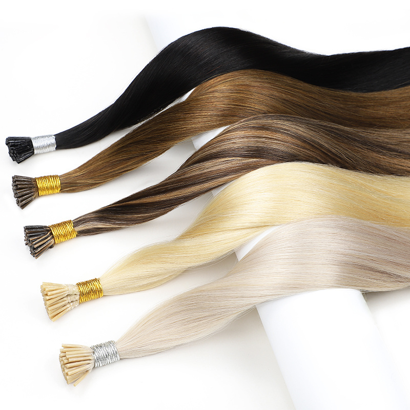 wholesale i-tip hair extensions raw virgin 100% remy russian double drawn 1b itip hair extensions i tip human hair extensions