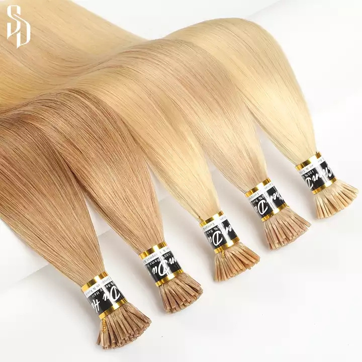 i tip Extension Wholesale Double Drawn Indian 100% Remy Raw Itip Extension Hair Blonde Virgin i tip hair extensions Human Hair