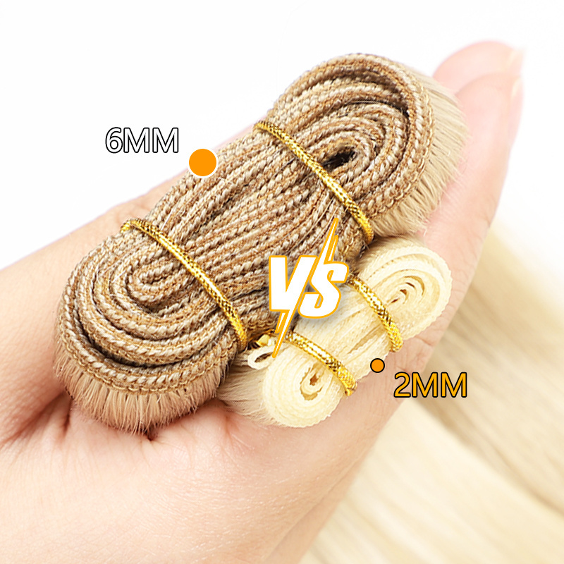 double drawn genius weft russian raw 100% remy hair virgin 50g 60g 20 22inch hand tied genius weft hair extensions human hair