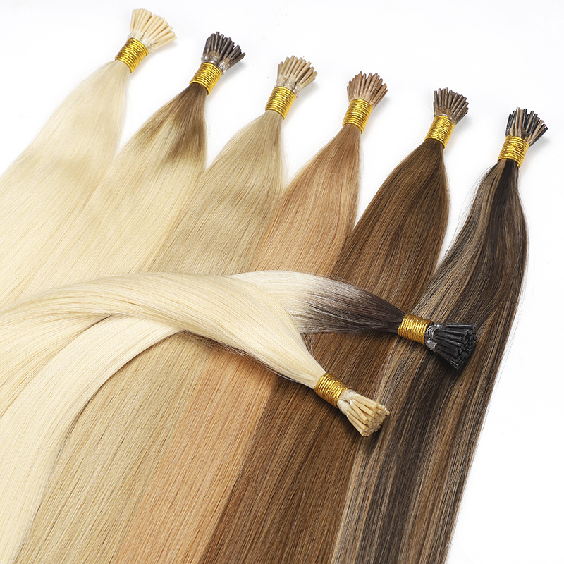 blonde itip human hair extensions double drawn 50g 100g 22 inch 1b i-tip hair raw virgin remy 100 percent human hair i tip wave