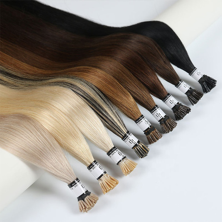 i tip Extension Wholesale Double Drawn Indian 100% Remy Raw Itip Extension Hair Blonde Virgin i tip hair extensions Human Hair