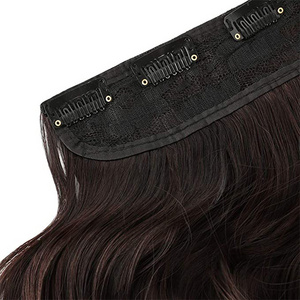 Cheap heat resistant fiber virgin hair piece synthetic one piece clip in hair extensions