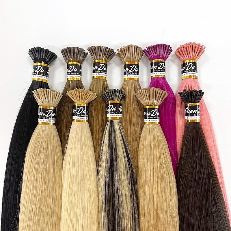 i tip Extension Wholesale Double Drawn Indian 100% Remy Raw Itip Extension Hair Blonde Virgin i tip hair extensions Human Hair