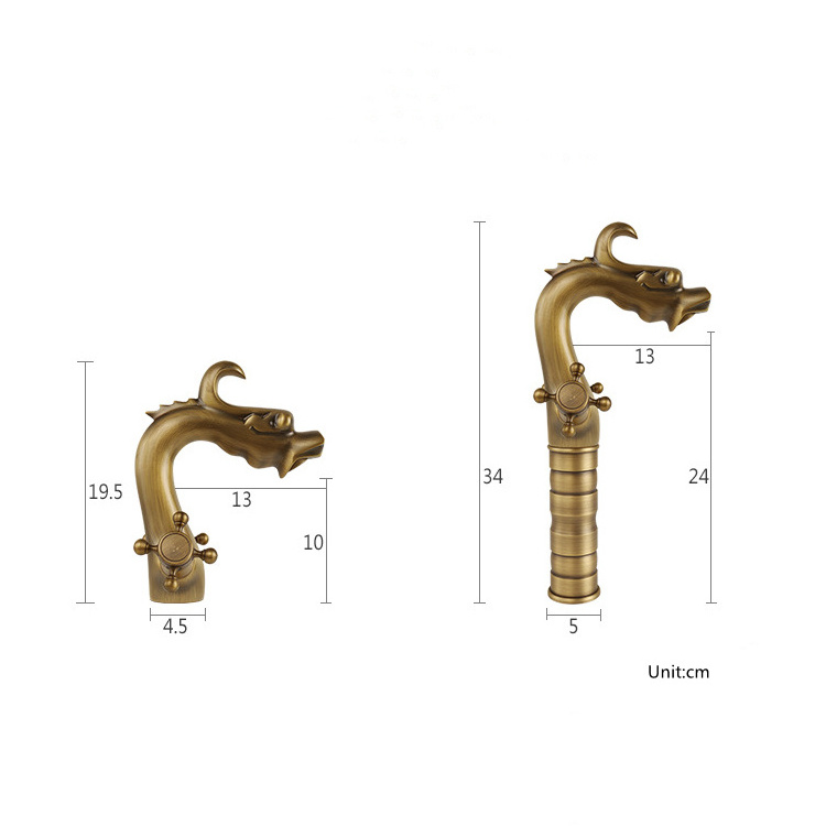 European copper basin faucet antique Basin taps bathroom Dragon faucet lavatory faucet