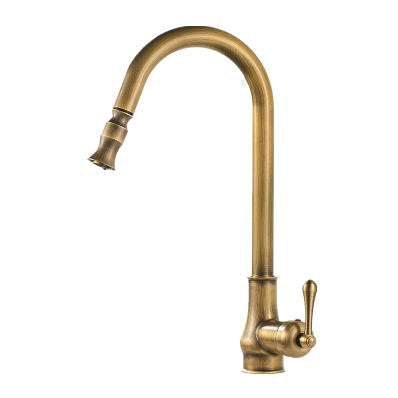 Europe Antique Brass Mixer tap Pull Out Hot and Cold Water Tap 360 Degree Pull Down Kitchen Faucets Single lever Kitchen Faucet lavatory faucet