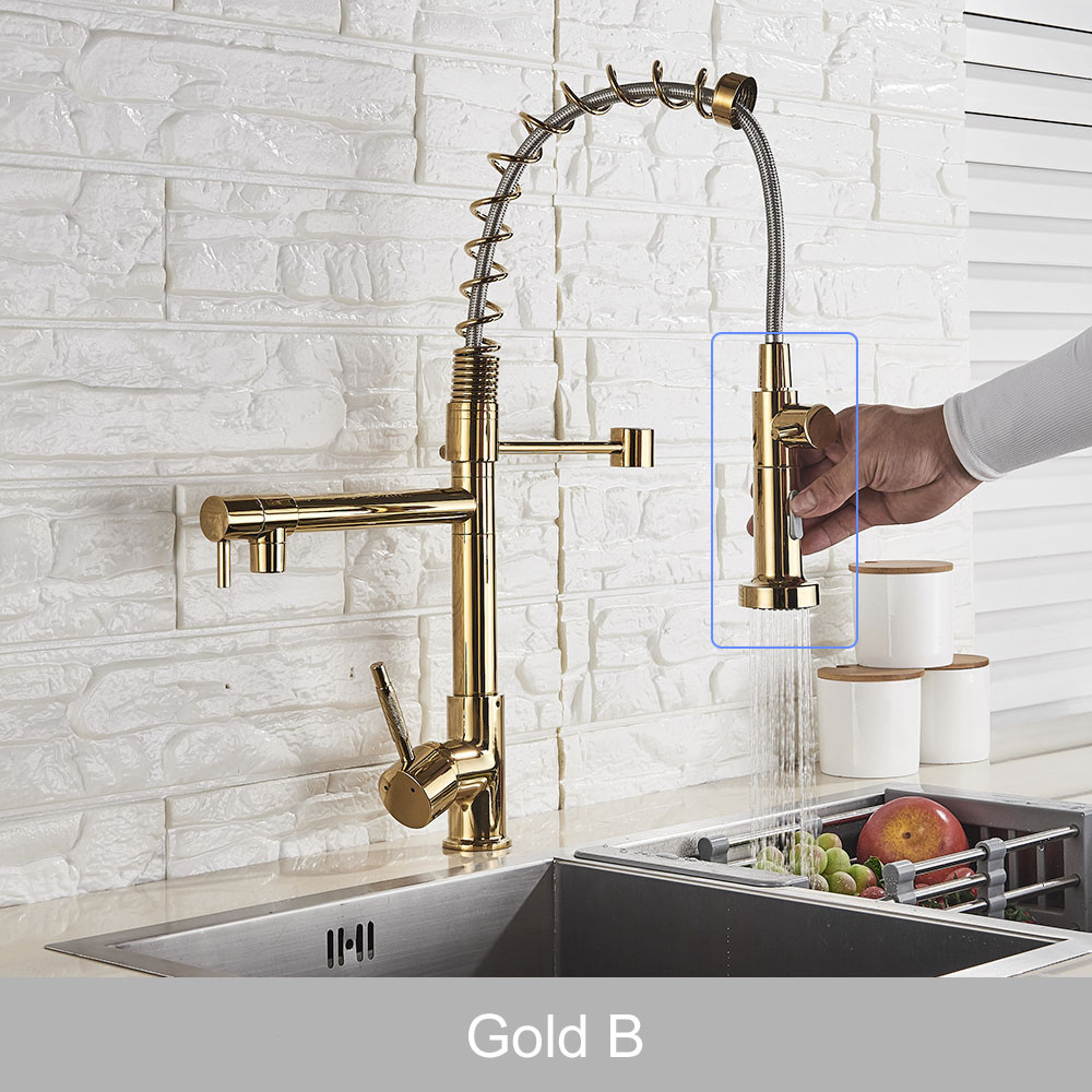 Golden kitchen sink faucet Modern pull out kitchen faucet  pull down Kitchen taps